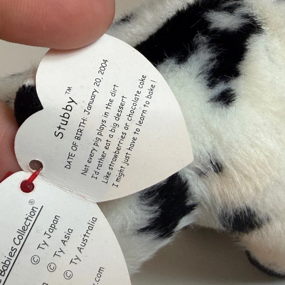 Ty Beanie Babies‎ Stubby the Pig Black White Spotted 2004 Plush Animal 40105